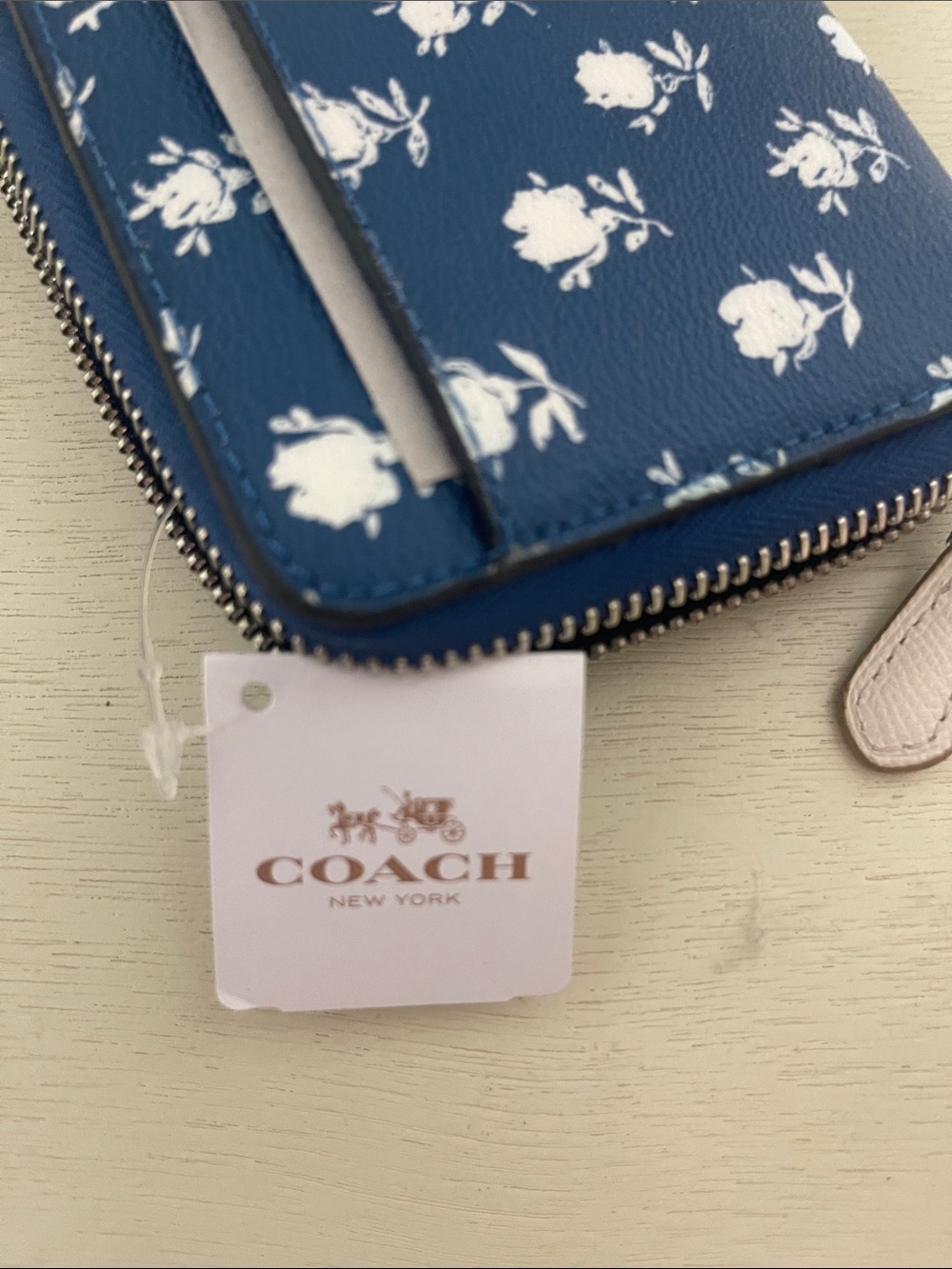 Coach Blue Floral Zip-Around Wallet